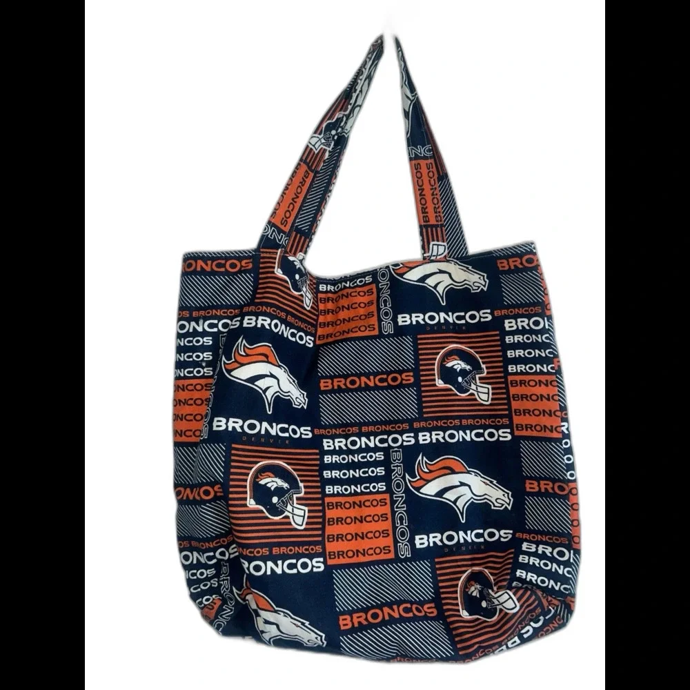 Handmade NFL Denver Broncos Tote Purse Bag      12x12x4” Fabric Double Layered